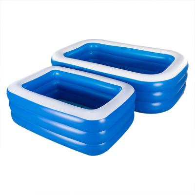 China PVC 150cm Summer Adult Durable Inflatable Children Three Layer Printed or Blue Rectangular Family Swimming Pool Play Pool for sale