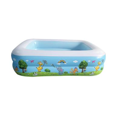 China Summer Adult Durable Inflatable Kids Blue Family 305cm PVC Printed Design Swimming Pool Rectangular Play Pool for sale