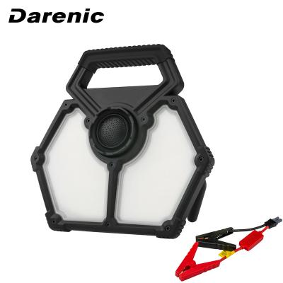 China IP54 Function Darenic 55W 5500Lm SMD Waterproof Rechargeable Flood Lights with Emergency Power Supply and Detachable Bluetooth Speaker for sale