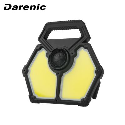 China Darenic 55W 5500LM Waterproof Rechargeable COB Flood IP54 Function Working Light with Detachable Bluetooth Speaker and Ip54 Waterproof Function for sale