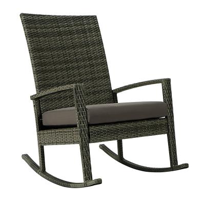 China Weather Outdoor Furniture USA In Running Drop Shipping Durable Outdoor Cast Aluminum Garden Rattan Wicker Rocking Chair for sale