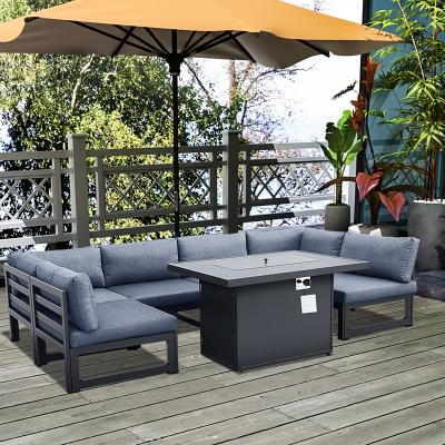 China Weather Outdoor Furniture USA Free Shipping Aluminum 4-6 Seater Waterproof Outdoor Sofa Sets For Garden To Stock for sale