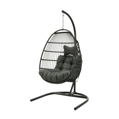 China Strong Drop Shipping Folding Rattan Egg Chair Outdoor Furniture With Rack To Stock for sale