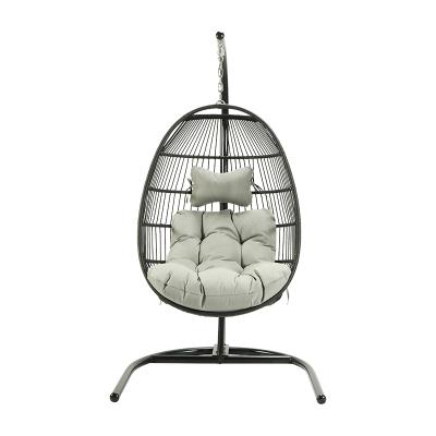 China Strong Waterproof Rattan Garden Patio Swing Egg Hanging Chair With Stand for sale