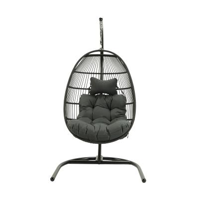 China Heavy Bear Strong Capacity Outdoor Hanging Black Egg Chair For Kids And Adults for sale