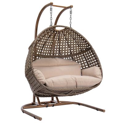 China Free Shipping Anti-Corrosion Furniture Hammock Double Hanging Swing Egg Chair With Cushion And Headrest for sale