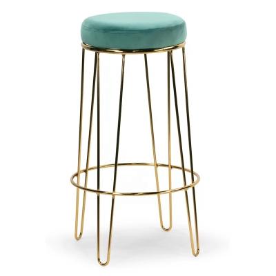 China Kitchen Convertible Low Round BarStoo Barstool Metal Frame Industrial Velvet Bar Chairs for sale