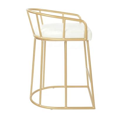 China Convertible Metal Leg Gold Bar Stools Chair Footrest Stool With Backrest White Sponge Cushion Dining Chairs For Kitchen Bar Cafe Bar Counter for sale