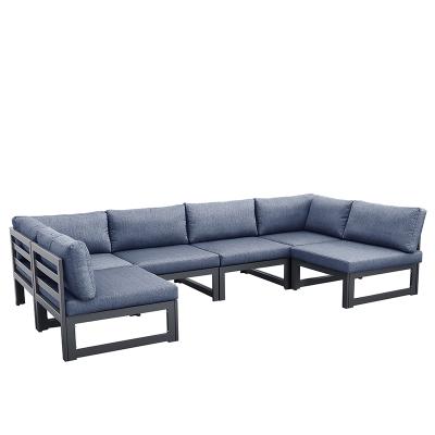 China Weather Outdoor Furniture Free Shipping USA Drop Shipping Outdoor Furniture Living Seating Meta Sectional Aluminum Sofa 6 Seats for sale