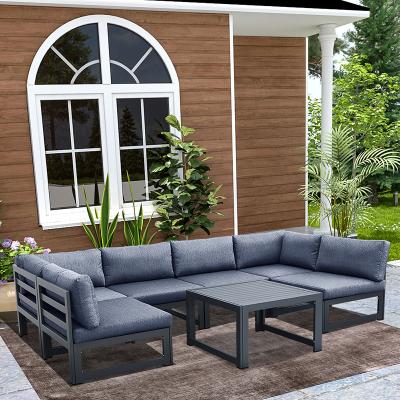 China Weather Outdoor Furniture Free Shipping USA Drop Shipping Outdoor Corner Sectional Dining Sofa With Coffee Table for sale