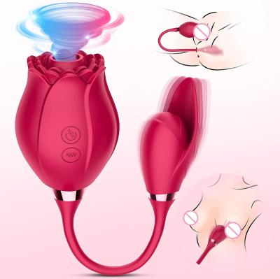 China Dual Vibration Motors Spot Sided Mini Silicone Sucking Tongue Bullet Rose Vibrator 2 Rose Vibrator Adult Toys Bullet Rose Toys For Woman G for sale