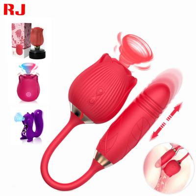 China 10 Rose Flower Shape Nipple Vibrating Adult Tongue Vibrator Clitoral Sucking Toys For Woman for sale