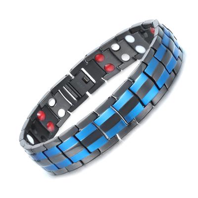 China MagEnergy Quick Delivery Black Blue Titanium Bracelets Magnetic Health Bracelets For Arthritis Golfer's Bracelet. for sale