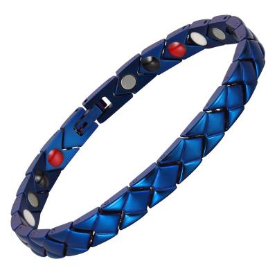 China CLASSIC BioMagnetic Jewelry Take Away Pain Arthritis Pain Stainless Steel Health Women Blue Magnetic Bracelet for sale