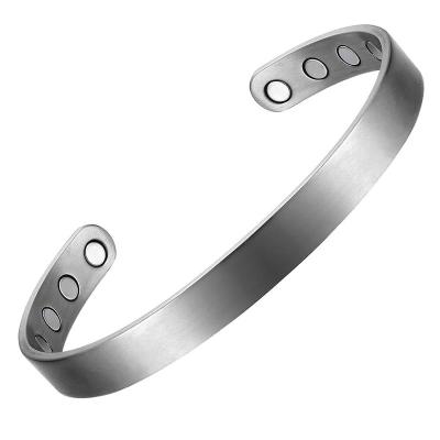 China MagEnery Gray Color Magnetic Cuff Titanium Bracelet Quick Delivery Arthritis White Bangle Bracelet for sale