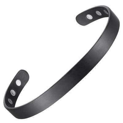 China Environmentally Friendly Black Gun Sport Cuff MagEnery Magnetic Titanium Bangle Wristband For Sale for sale