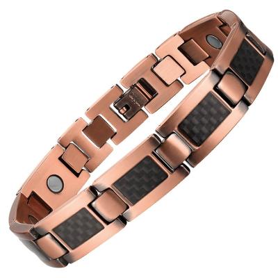 China MagEnergy CLASSIC Copper Chain Bracelets For Arthritis Men's Copper Bracelet Magnetic Bracelets With Carbon Fiber for sale