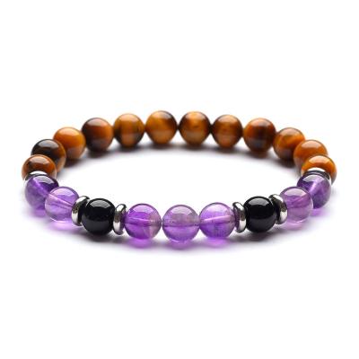 China CLASSIC Elastic Jewelry 8mm Tiger Eye Gemstone Beads BioMagnetic Bracelet Natural Stone Beaded Crystal Bangle Bracelet for sale