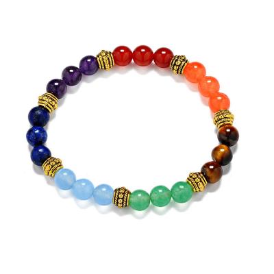 China CLASSIC Red Colorful Tiger Eye Stone Purple Crystal Agate Agate Bead Bracelet Women Yoga Hand String Stretch Natural Stone for sale