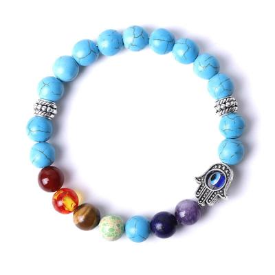 China Natural White Pine Stone Buddha Stone Yoga Palm Hand String Bracelet Colorful Stone CLASSIC Hyacinite Tiger Eye Beads Bracelets for sale