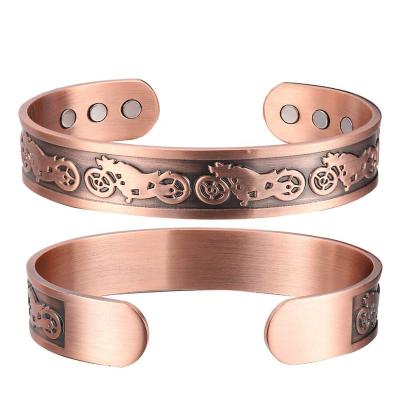 China MagEnergy 15mm CLASSIC Motorcycle Male Boy Cuff Bangle Copper Bracelet for sale