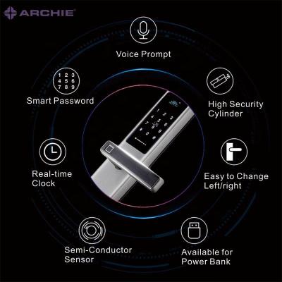 China Anti Rusty Digital Electronic Smart Intelligent Aluminum Biometric Fingerprint Door Lock AJ2041-09 for sale