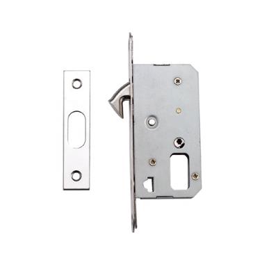 China Gold Finishing Brass Material Pocket Door Lock Cavity Lock Conceal Slide Barn Copper Door Lock Concealed Handle for sale