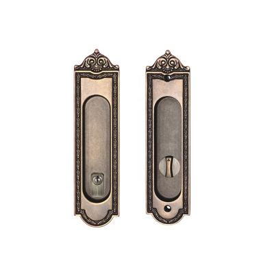 China High Quality Brass Material Pocket Door Lock Cavity Hide Sliding Door Lock Barn Copper Door Lock C01 in Golden for sale