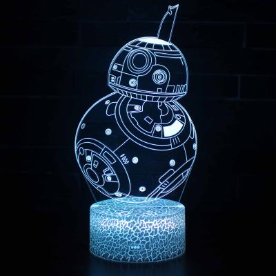 China Modern Optical 3D Illusion Millennium Falcon Night Light 16 Color with Remote Control USB or 3 x AA Baby Night Battery Operated Lamp Te koop