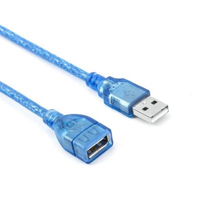 China Car 1.5m Transparent Blue USB 2.0 A Male To A Female Extension Cable USB 2.0 Data Extension Cable for sale