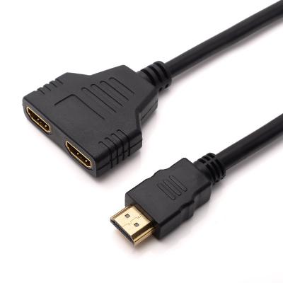 China 1in COMPUTER HUB 2out 1x2 HDTV Splitter Cable 1 Male to 2 Port Female Splitter for HDTV SPLITTER CABLE HDTV Splitter 1 in 2 for sale