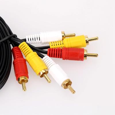 China Factory Wholesale Car Gold Plated Shell Heavy Duty Copper 3RCA 3RCA to Cable 3 RCA Male to Male Stereo Audio Cable 3M AV for sale