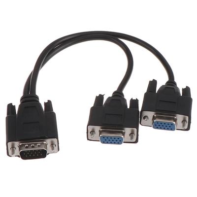 China Camera Free Sample VGA Male to Female 2 VGA Cable 1 Dual PC to 2 VGA SVGA Monitor Splitter Cable for sale