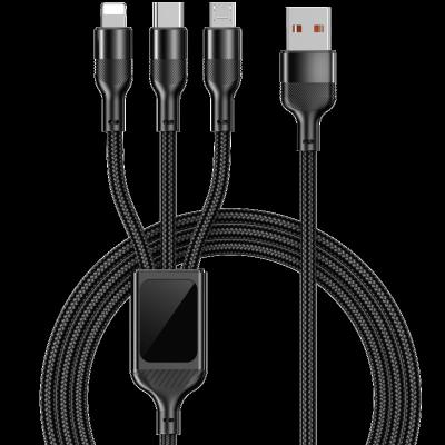 China 3in1/Mini/Direct Charging/66W portable OEM LOGO version The latest glowing universal 3 in 1 multiple 3in1 USB cable fast charging the iphone Huawei mobile phone for sale