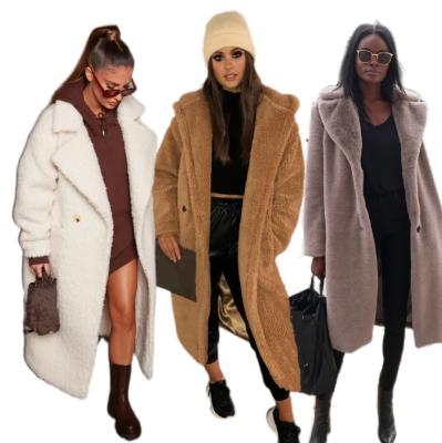 China Anti-Wrinkle Wool Coat Ladies Cashmere Coats Women's Fur Collar Woolen Women's Teddy Long Coat Winter Fur Outfit for sale