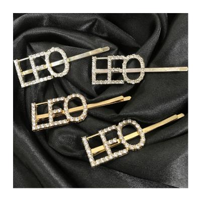 China Wholesale Fashion Crystals Letter Words Rhinestone Hair Clips Bobby Hairpin Hair Pins for sale