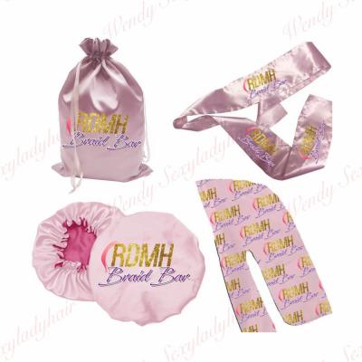 China High quality designer custom cowl with logo and wholesale custom double layer silk cowls and satin hair wraps with silkbag for sale