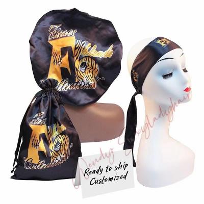 China High Quality Logo Hair Double Layer Edge Custom Satin Wraps Head Scarf Edge Wraps for sale