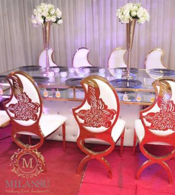 China (Other) Event Party Stainless Steel Gold Wedding Adjustable Modern Stackable Chair For Hire for sale