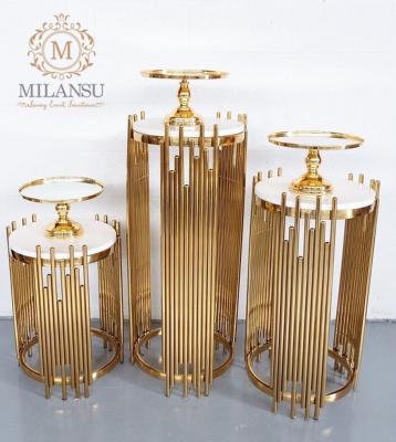 China Luxury Wholesale Customized Different Sizes Gold Round Pedestal Wedding Display Stand For Wedding And Events for sale