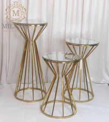 China Modern / Luxury Gold Stainless Steel Round Flower Decoration Wedding Floral Stands Set For Weddings Display for sale