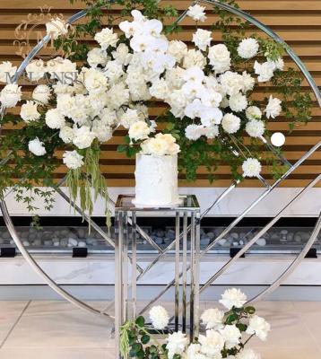 China Modern / Luxury Wedding Event Party Stainless Steel Round Arch Decoration 2021 Modern / Luxury Wedding Backdrop Frame for sale