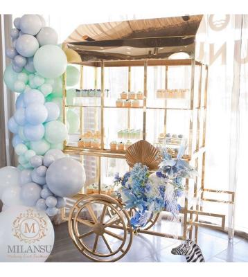 China Moden Birthday Party Wedding Decorations Display Candy Cart Gold Stainless Steel Dessert Food Carts For Sale for sale