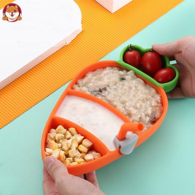 China 3 Pieces Baby Food Supplement Anti-falling Cartoon Latex Silicone Anti-Scalding Children Tableware Baby Food Supplement Bowl Spoon Fork Gift Tableware for sale