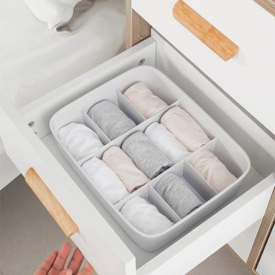 China Viable Plastic Underwear Storage Box Bedroom Cabinet Matching Cloth Organizer Storage Bins Plastic Underwear Organizer With Grids for sale