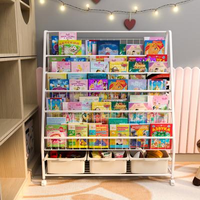 China Modern Removable Storage Rack Kindergarten Baby Toy Organizer Picture Book Rack Floor House Large Capacity Matching Children's Shelf for sale