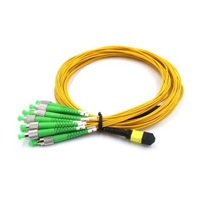 China 12core Passive Fiber Optic Breakout FTTH Fiber Patch Cord MPO-FC APC MPO Fiber Optic Cable for sale