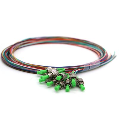 China Colorful FTTH FTTB FTTX Network FTTH FC APC 9/125 0.9mm Fiber Optic Pigtail for sale