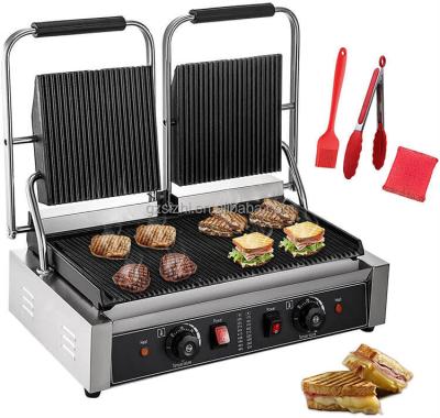 China Hotel Restaurant Double Plate Steak Grill Sandwich Press Maker Panini Electric Touch Grill Commercial for sale