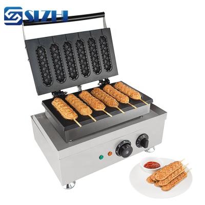 China Industrial Duestandard 6 Sticks Non Stick Hot Dog Waffle Outdoor Baking Machine For Christmas for sale